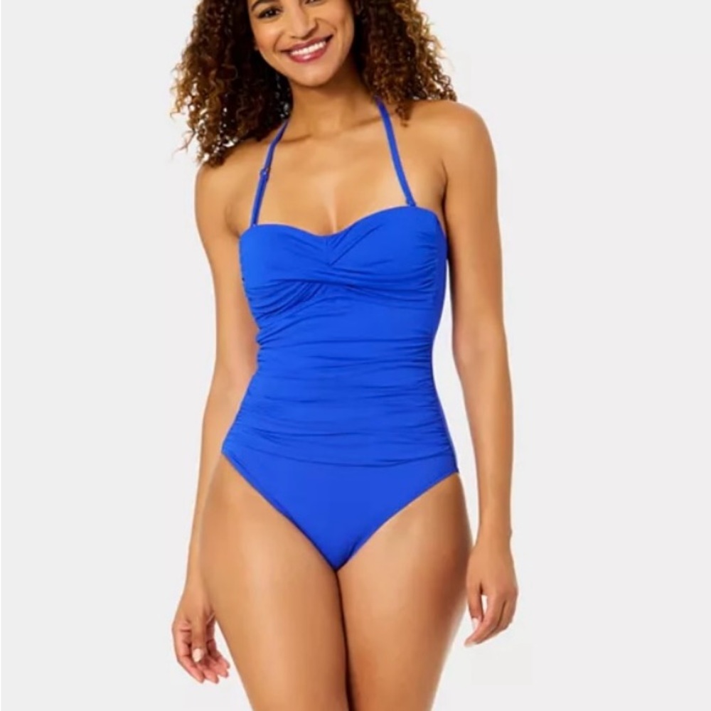 Anne Cole One Piece Twist Front Ruched Swim Suit